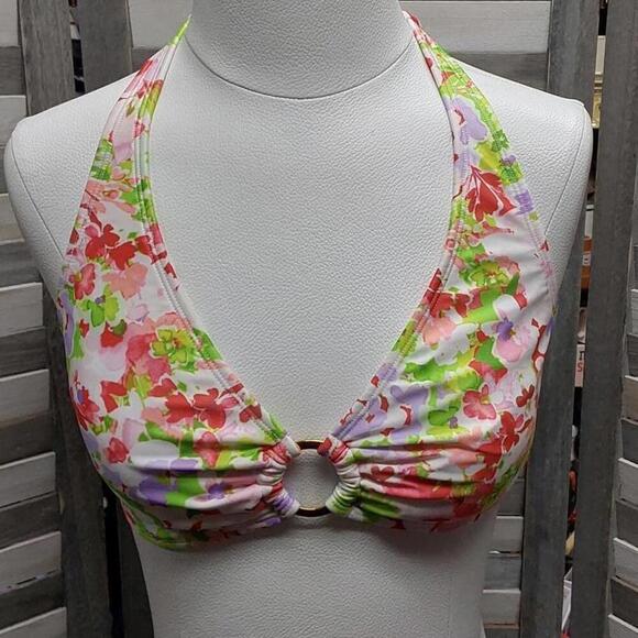 Halter Center Front Ring Bralette Bikini Top | Shade & Shore | Medium (8/10) - Picture 2 of 9